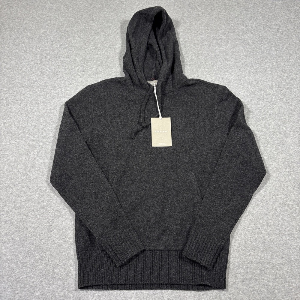 NWT Everlane Mens XS Charcoal The Felted Merino Hoodie Minimal Basic Pocket $148